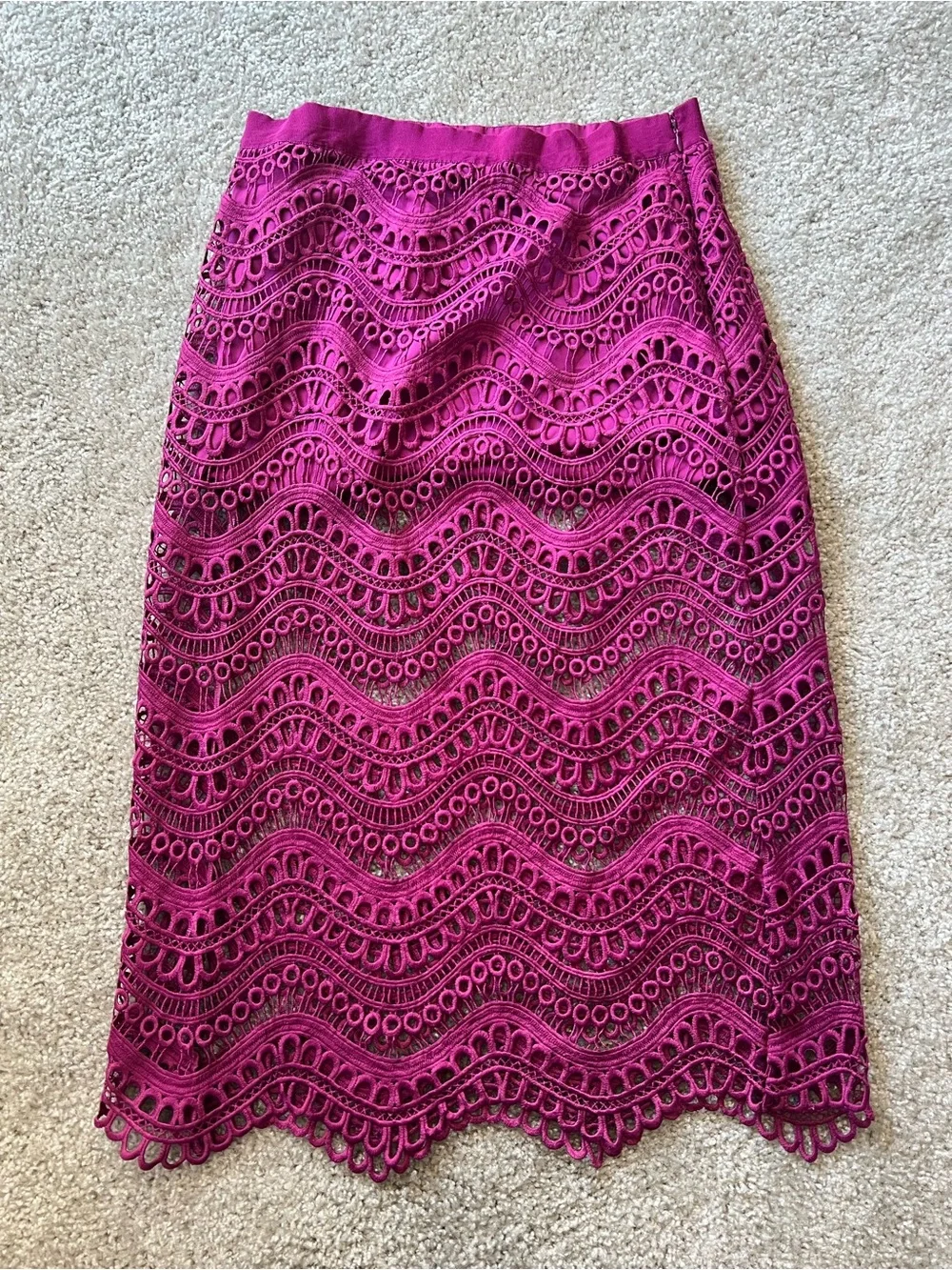 Y2k Laundry by Shelli Segal Fuchsia Crochet Lace Midi Skirt